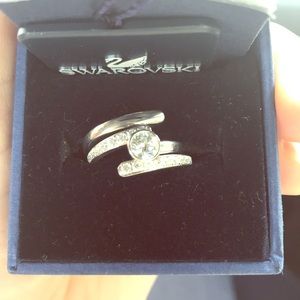 Swarovski Clear Crystal Set of 2 Rings Size 6